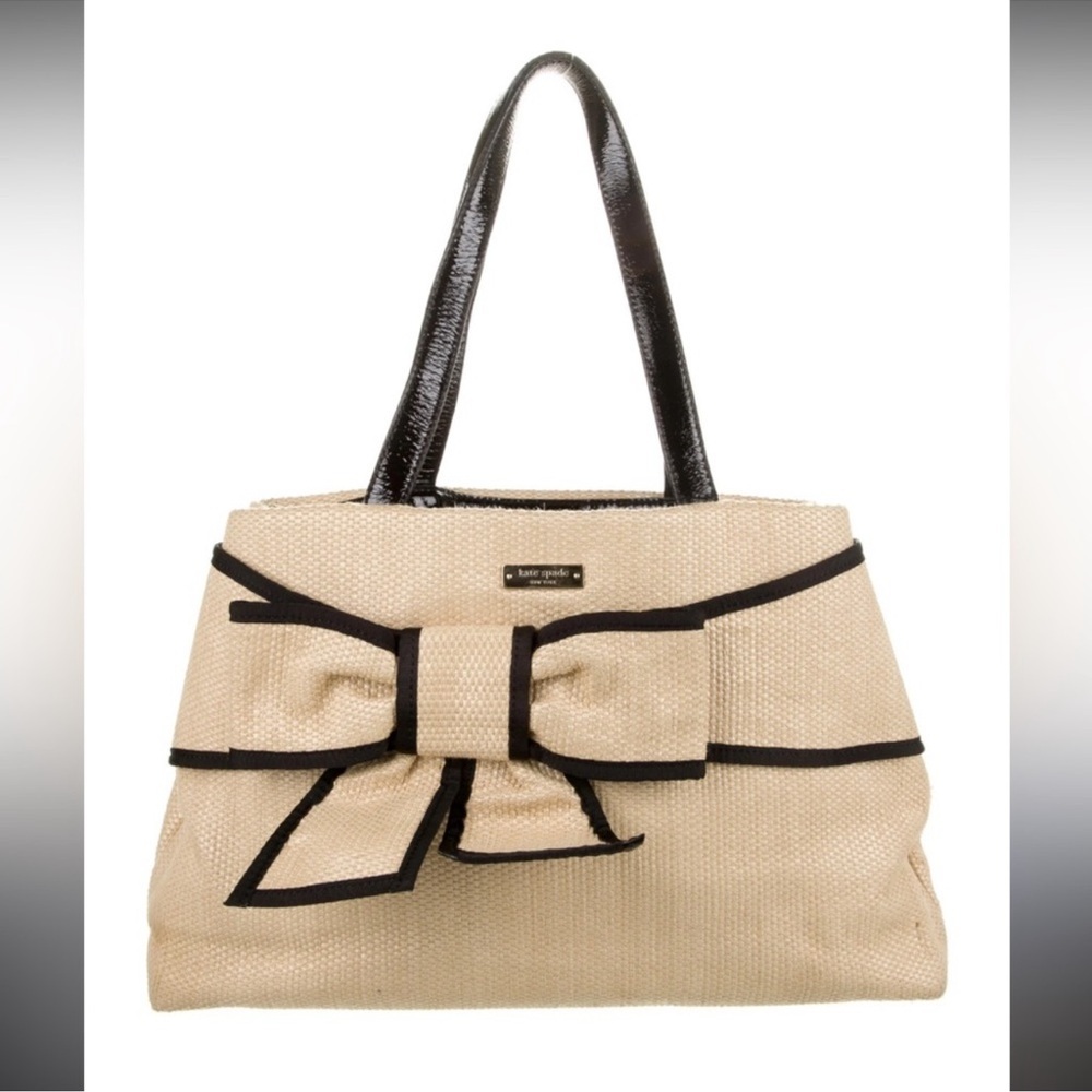 Kate Spade Tan & Black Bow Tote – Classic Colorblock Shoulder Bag **READ UPDATE*